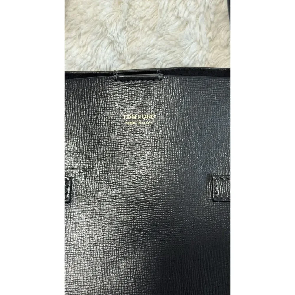 Tom Ford Gray Tote Bag Double Handles Gold Hardware Inner Pockets